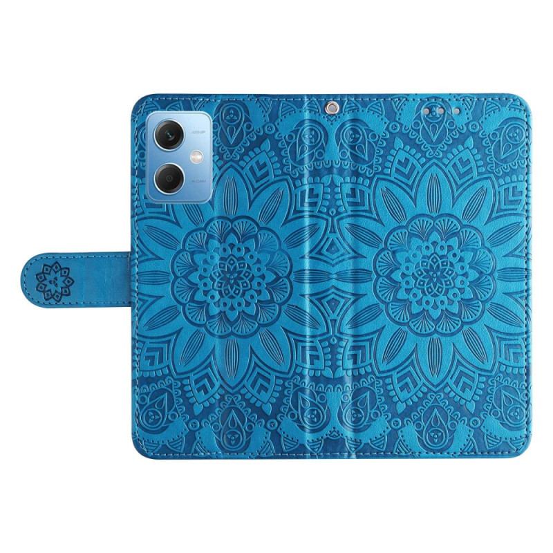 Capa Em Pele Para Xiaomi Redmi Note 12 5G De Cordão Decoração Mandala Com Alça