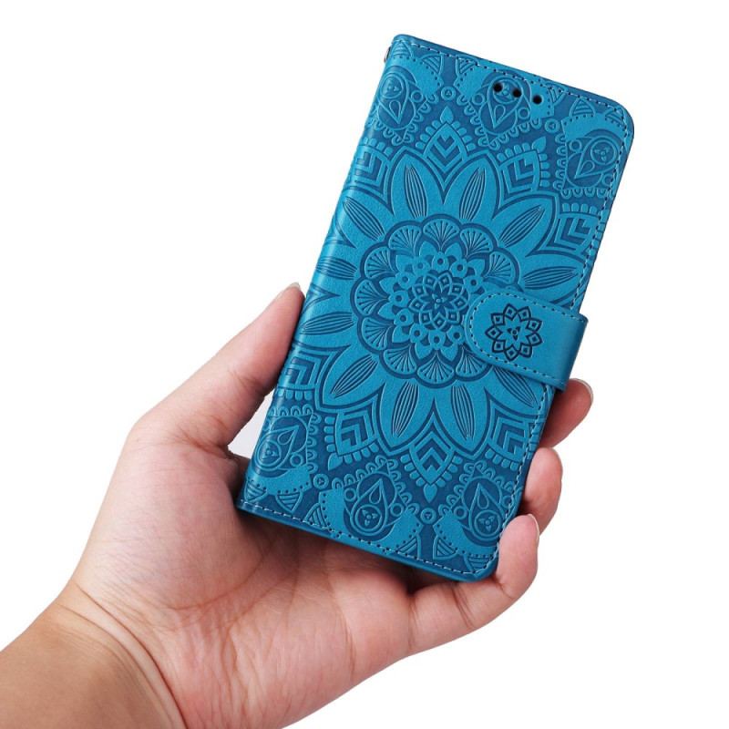 Capa Em Pele Para Xiaomi Redmi Note 12 5G De Cordão Decoração Mandala Com Alça