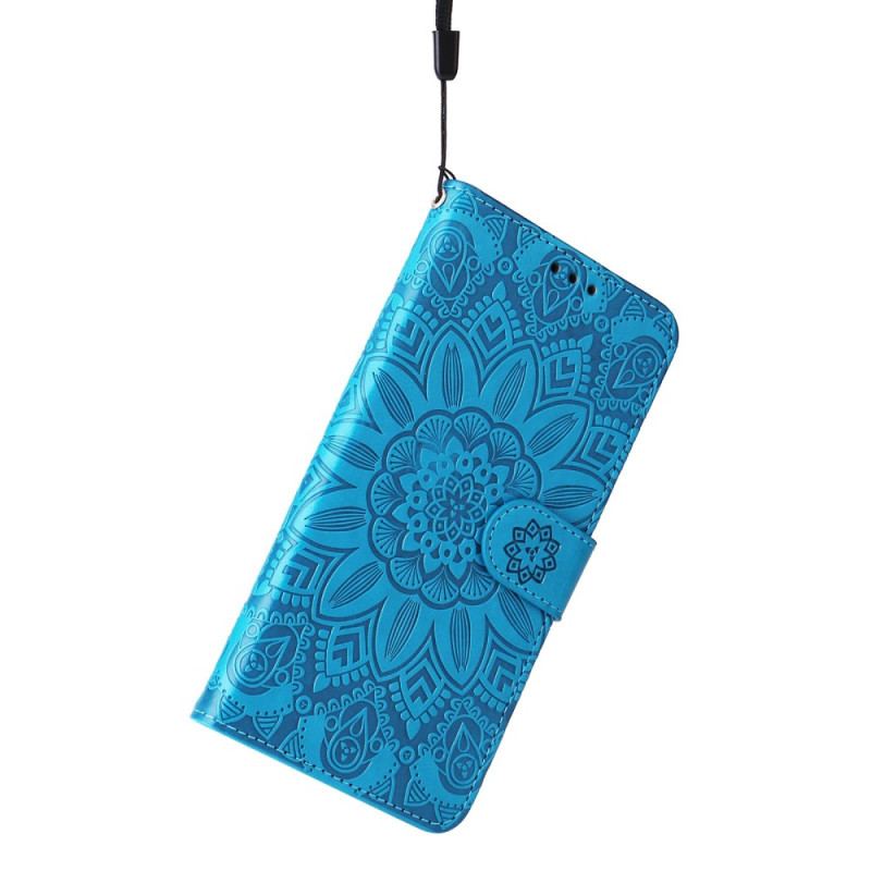 Capa Em Pele Para Xiaomi Redmi Note 12 5G De Cordão Decoração Mandala Com Alça