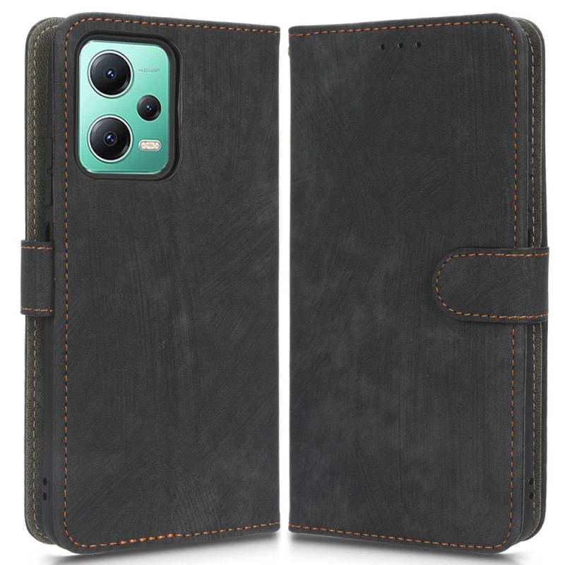 Capa Em Pele Para Xiaomi Redmi Note 12 5G Couro Falso Vintage