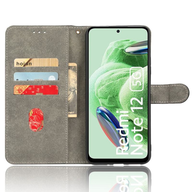 Capa Em Pele Para Xiaomi Redmi Note 12 5G Couro Falso Vintage