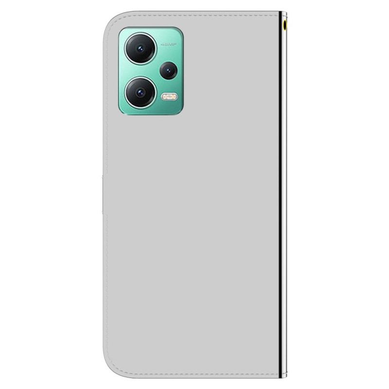 Capa Em Pele Para Xiaomi Redmi Note 12 5G Espelho Falso De Couro Com Alça