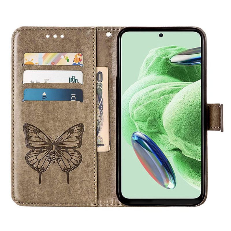 Capa Flip Para Xiaomi Redmi Note 12 5G Borboleta Floral