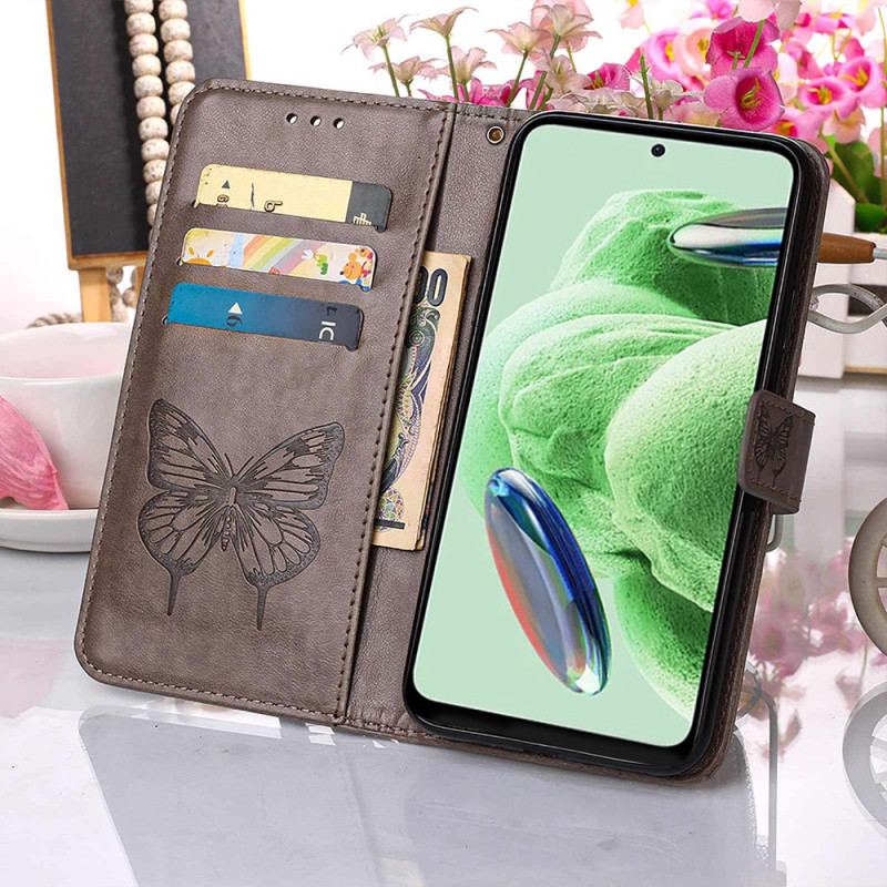 Capa Flip Para Xiaomi Redmi Note 12 5G Borboleta Floral