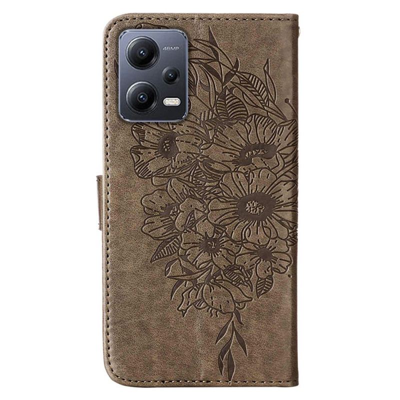 Capa Flip Para Xiaomi Redmi Note 12 5G Borboleta Floral