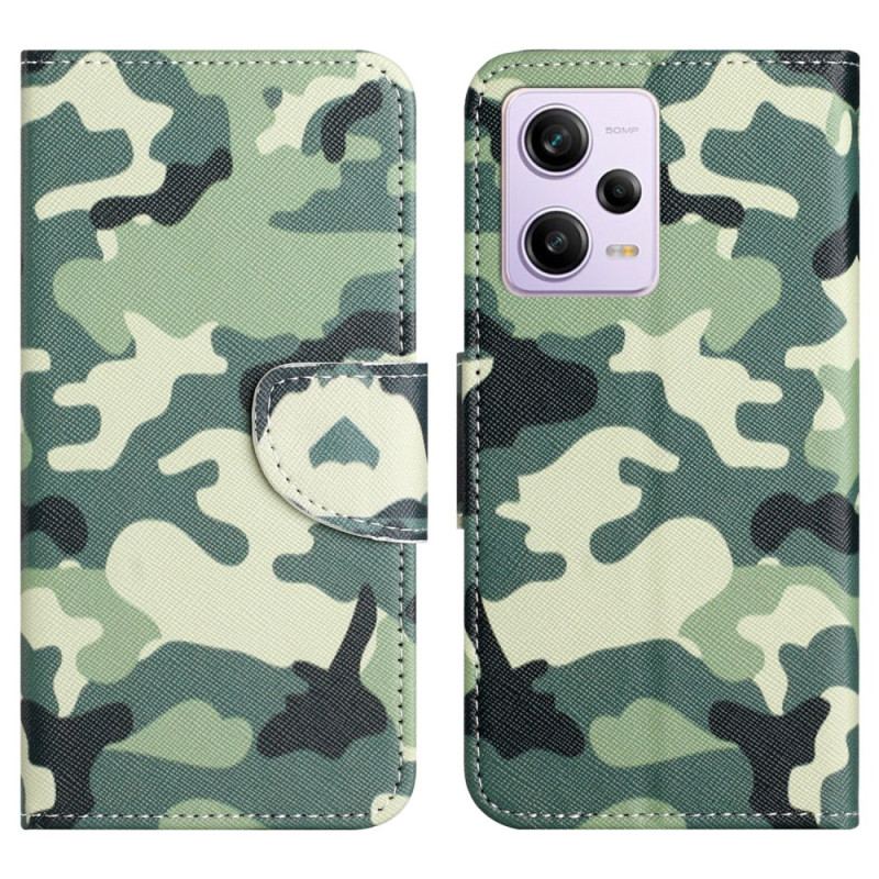 Capa Flip Para Xiaomi Redmi Note 12 5G De Cordão Camuflagem Strappy