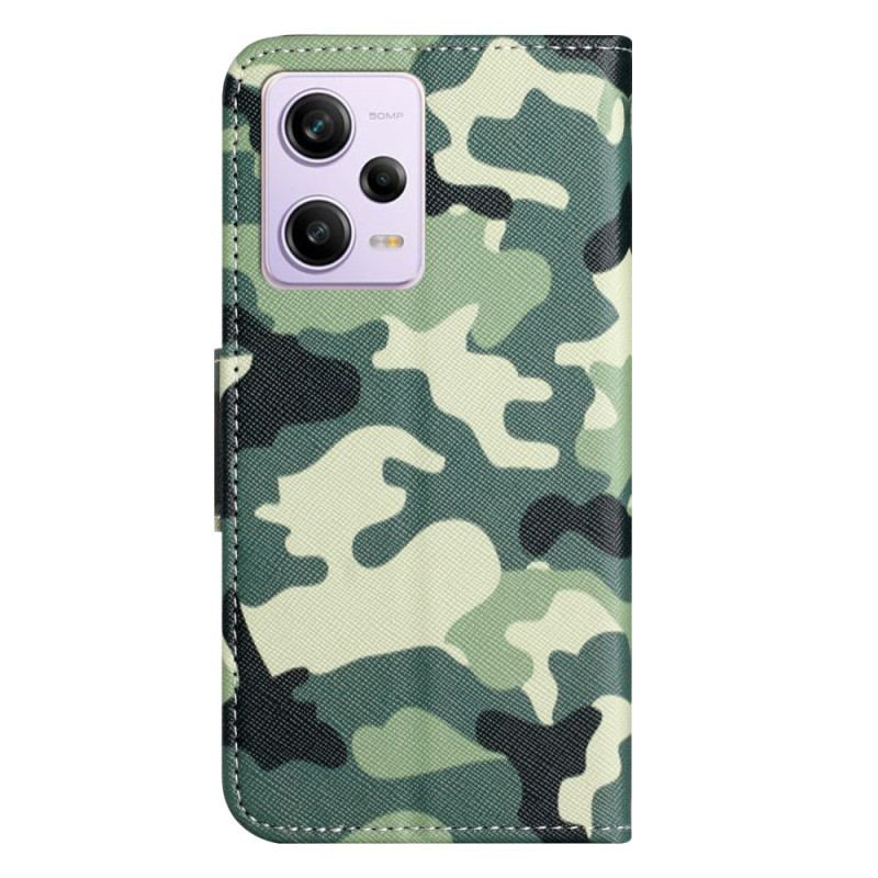 Capa Flip Para Xiaomi Redmi Note 12 5G De Cordão Camuflagem Strappy