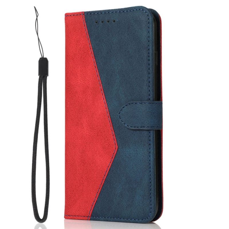 Capa Flip Para Xiaomi Redmi Note 12 5G De Cordão Correia De Dois Tons