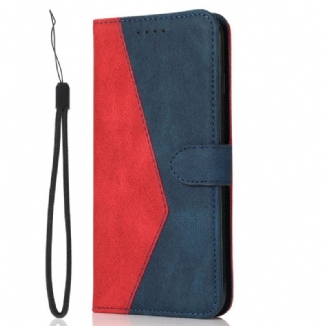 Capa Flip Para Xiaomi Redmi Note 12 5G De Cordão Correia De Dois Tons