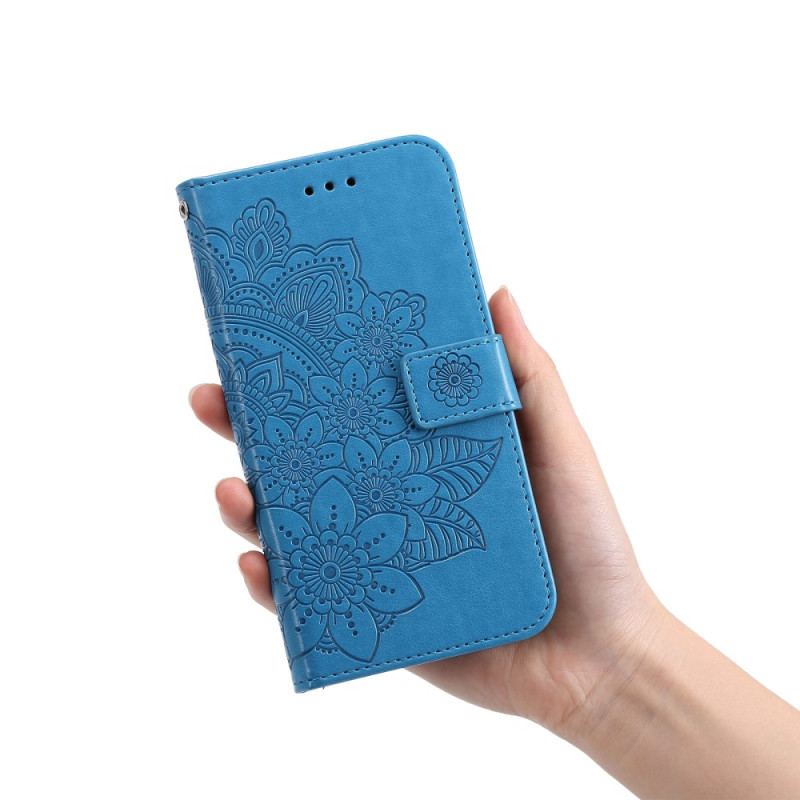 Capa Flip Para Xiaomi Redmi Note 12 5G De Cordão Mandala De Flor De Alça