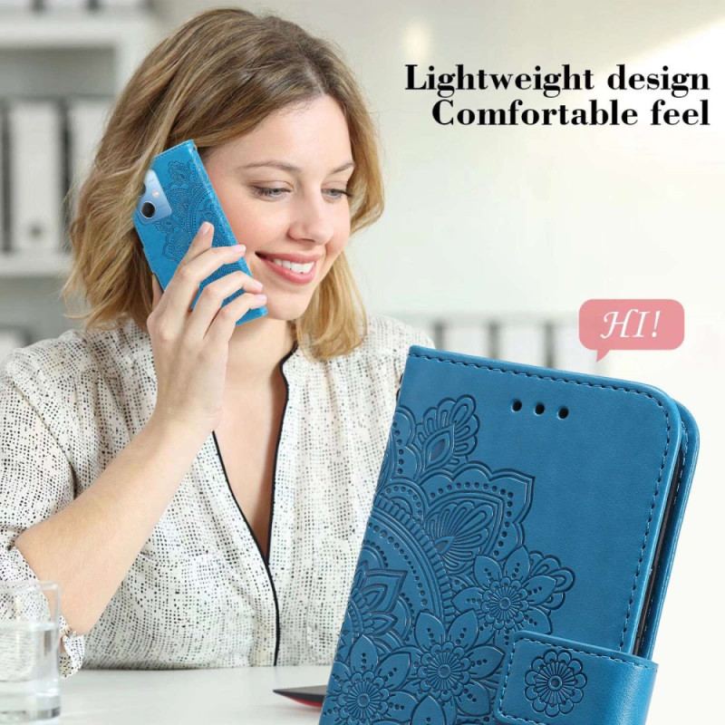 Capa Flip Para Xiaomi Redmi Note 12 5G De Cordão Mandala De Flor De Alça