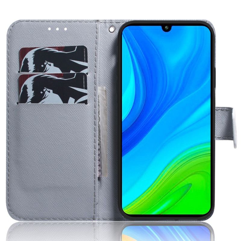 Capa Flip Para Xiaomi Redmi Note 12 5G De Cordão Pintura De Galho De Cinta