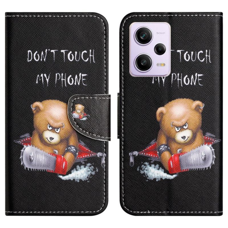 Capa Flip Para Xiaomi Redmi Note 12 5G De Cordão Urso Tanga Perigoso