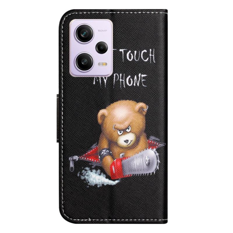 Capa Flip Para Xiaomi Redmi Note 12 5G De Cordão Urso Tanga Perigoso