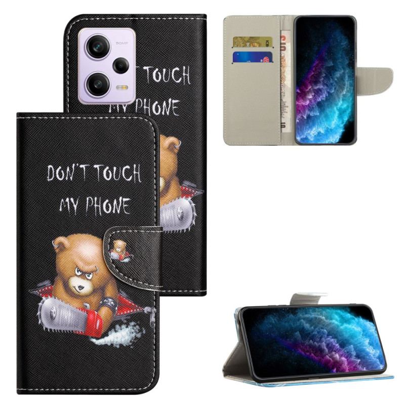 Capa Flip Para Xiaomi Redmi Note 12 5G De Cordão Urso Tanga Perigoso