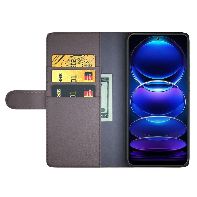 Capa Flip Para Xiaomi Redmi Note 12 5G Couro Genuíno