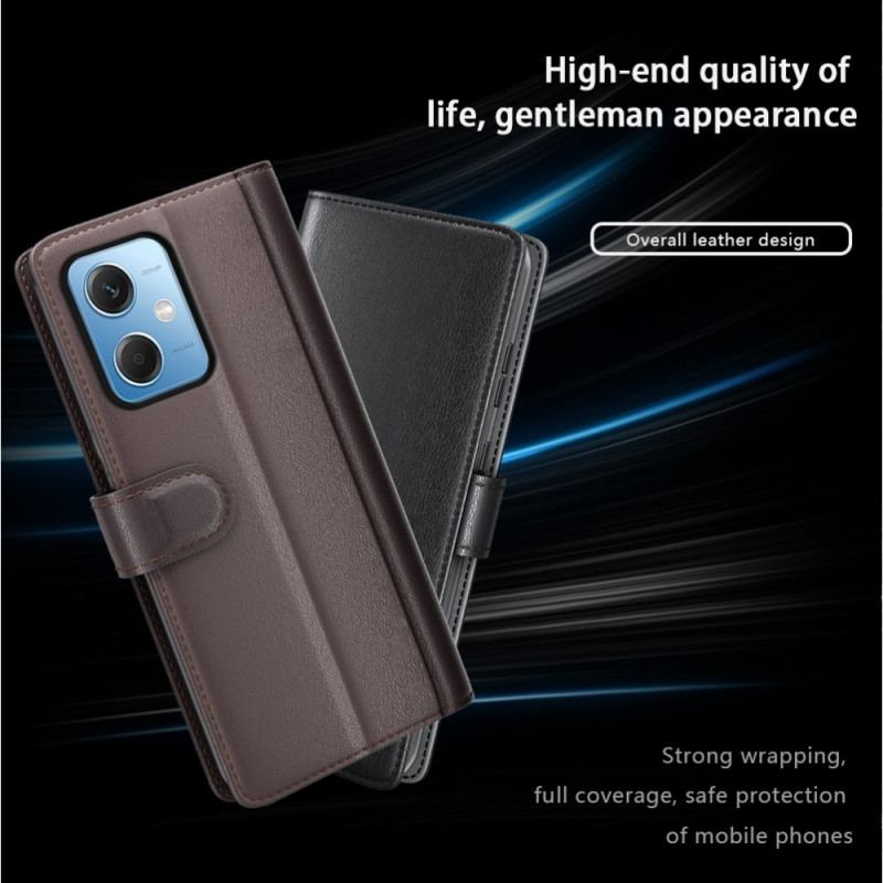 Capa Flip Para Xiaomi Redmi Note 12 5G Couro Genuíno