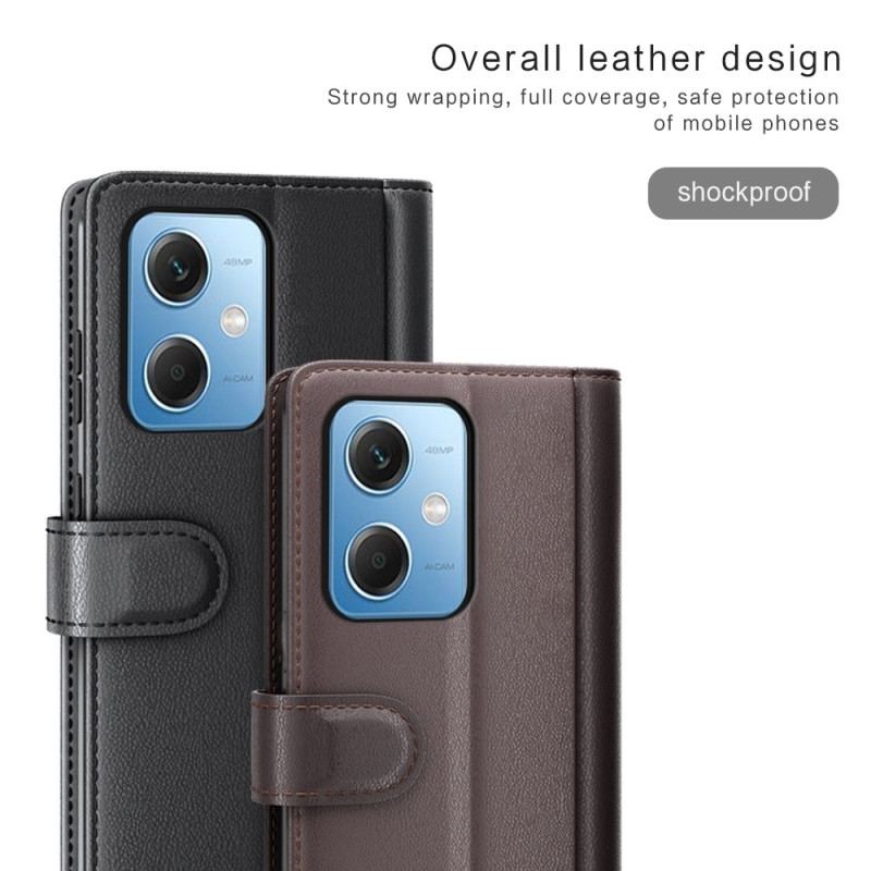 Capa Flip Para Xiaomi Redmi Note 12 5G Couro Genuíno