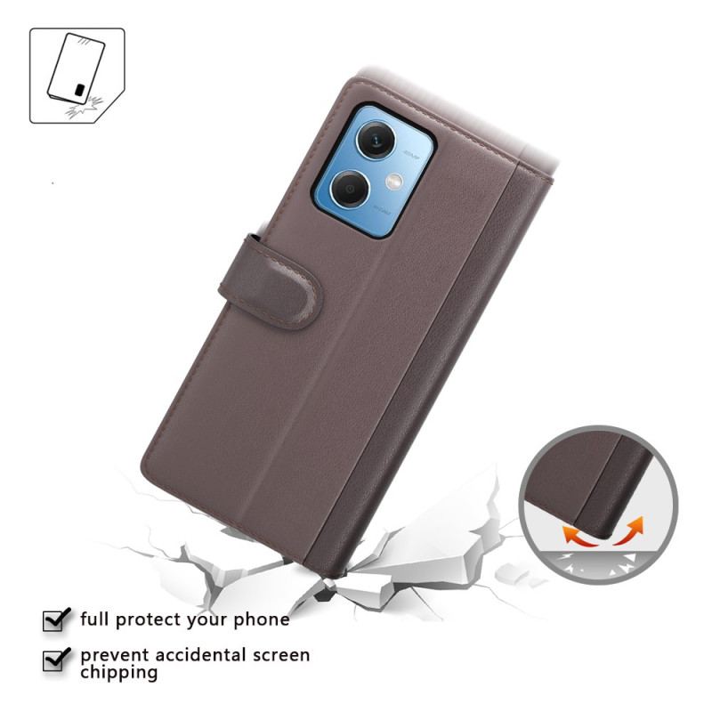 Capa Flip Para Xiaomi Redmi Note 12 5G Couro Genuíno