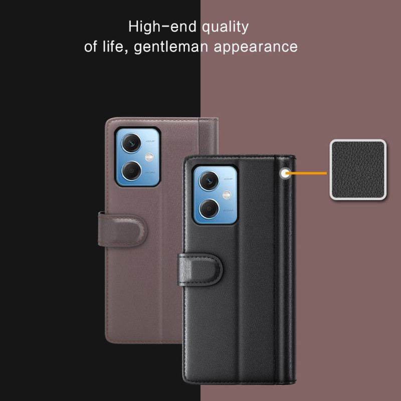 Capa Flip Para Xiaomi Redmi Note 12 5G Couro Genuíno