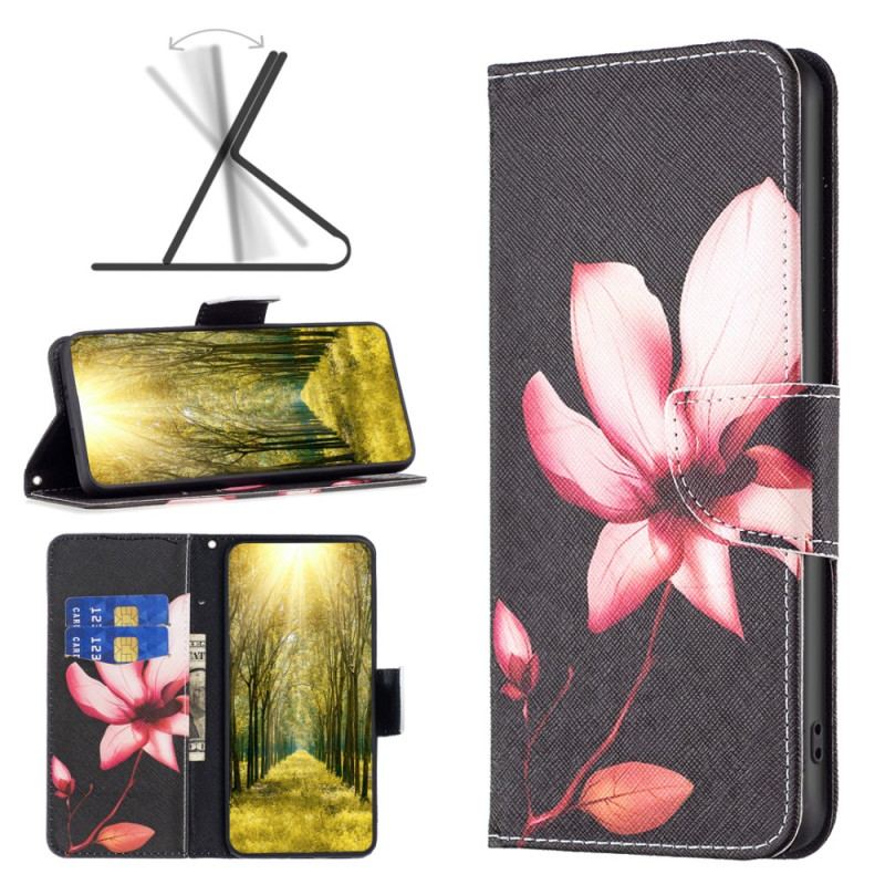 Capa Flip Para Xiaomi Redmi Note 12 5G Flor Rosa