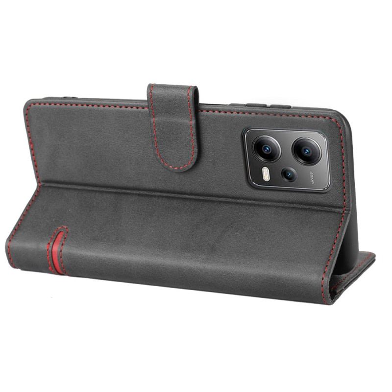 Capa Flip Para Xiaomi Redmi Note 12 5G Linha Efeito Couro