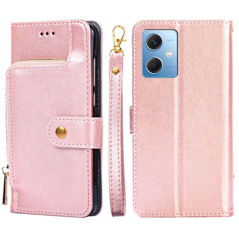 Capa Flip Para Xiaomi Redmi Note 12 5G Porta-moedas Com Zíper