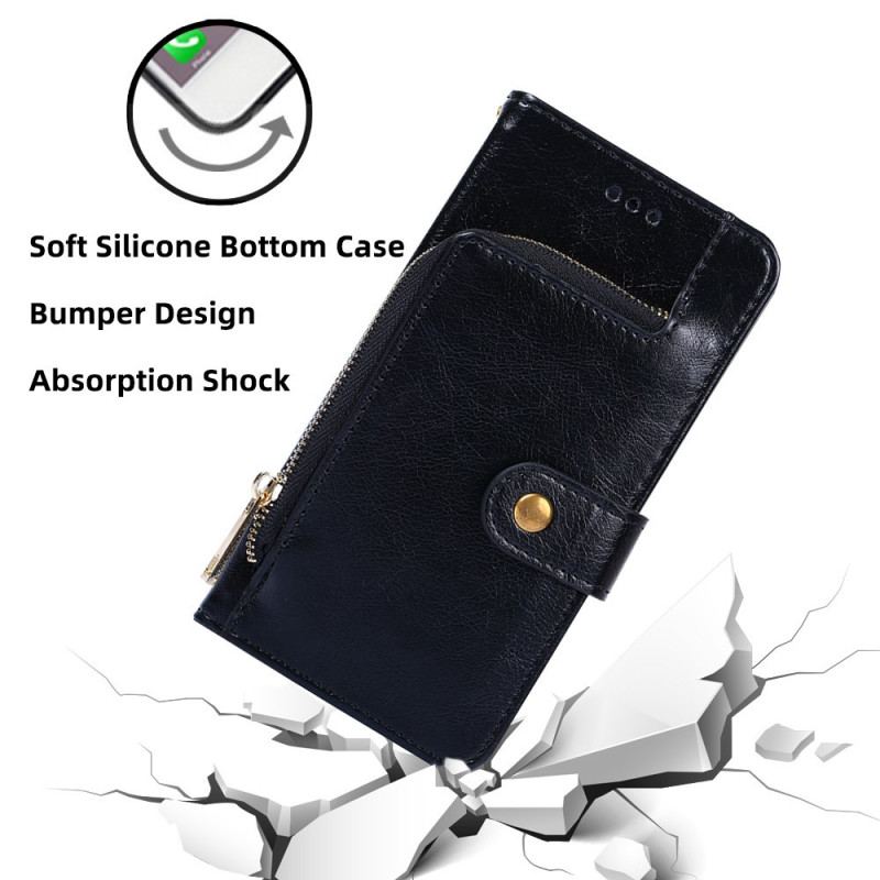 Capa Flip Para Xiaomi Redmi Note 12 5G Porta-moedas Com Zíper