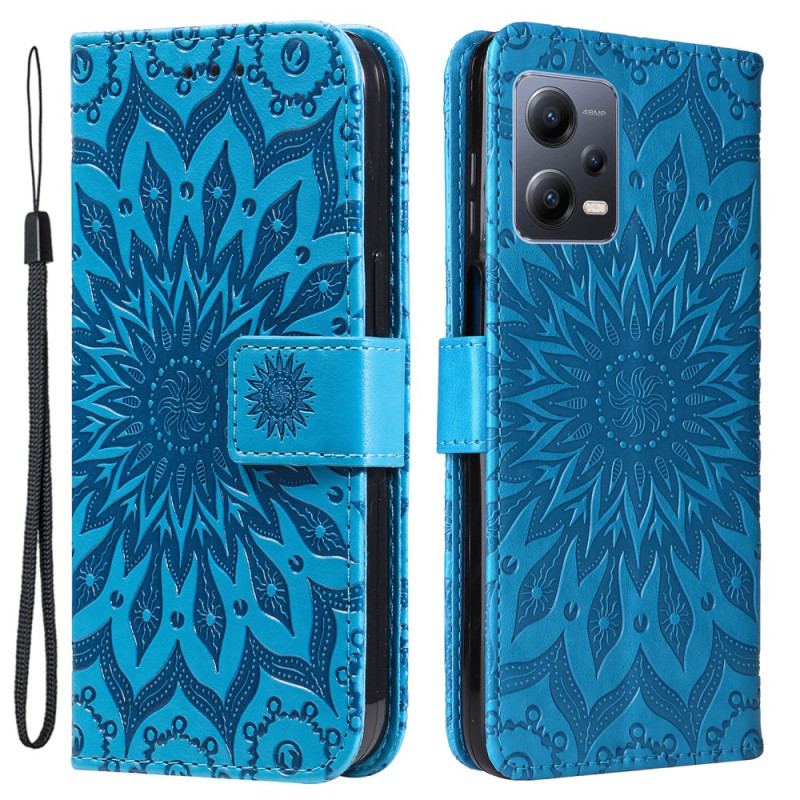 Capa Flip Para Xiaomi Redmi Note 12 5G Sol Com Cordão