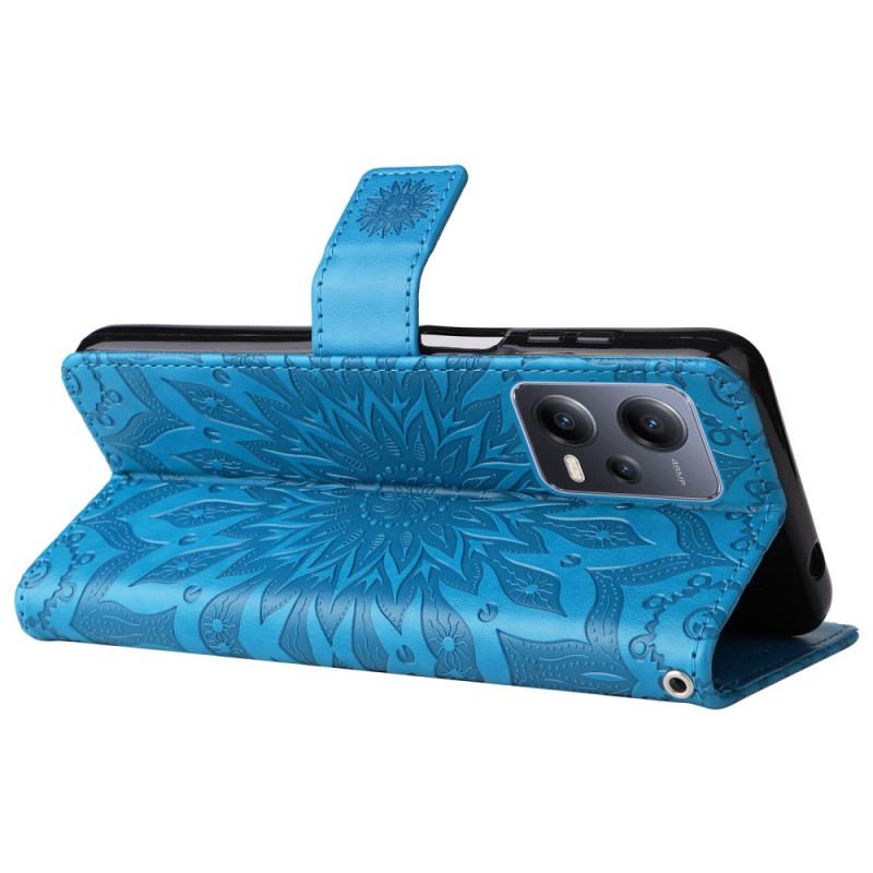 Capa Flip Para Xiaomi Redmi Note 12 5G Sol Com Cordão