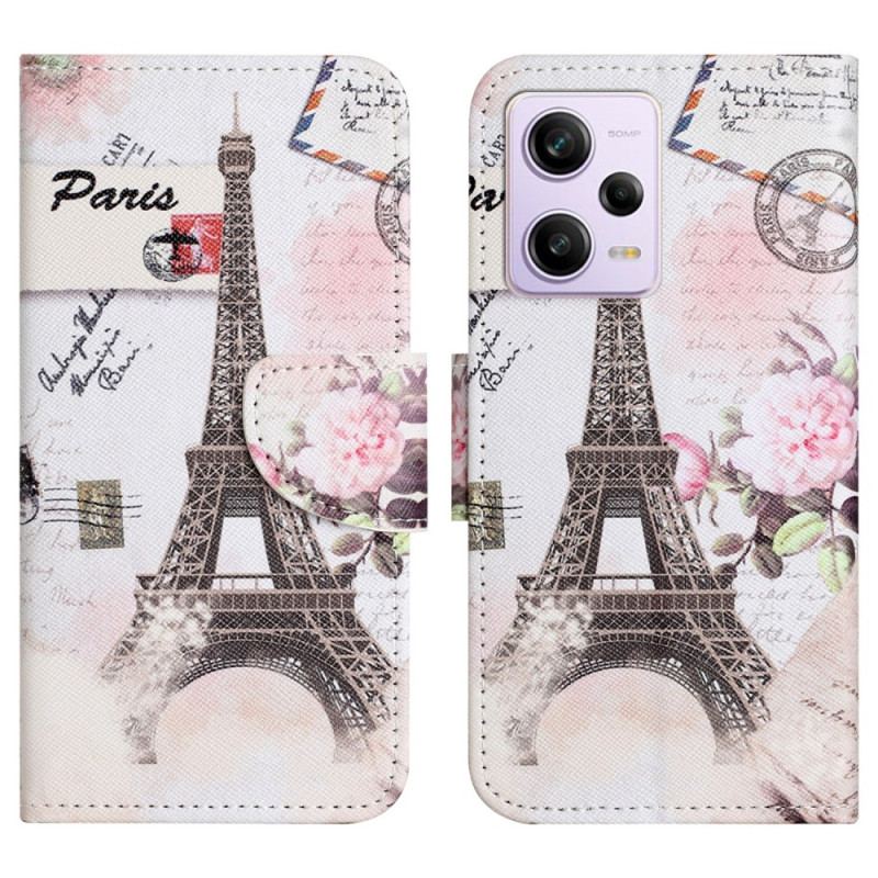 Capa Flip Para Xiaomi Redmi Note 12 5G Torre Eiffel