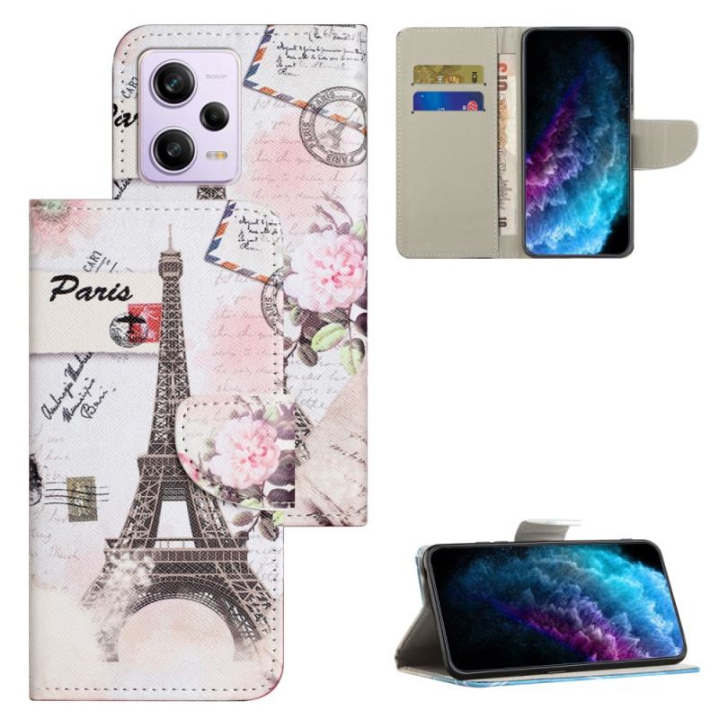 Capa Flip Para Xiaomi Redmi Note 12 5G Torre Eiffel