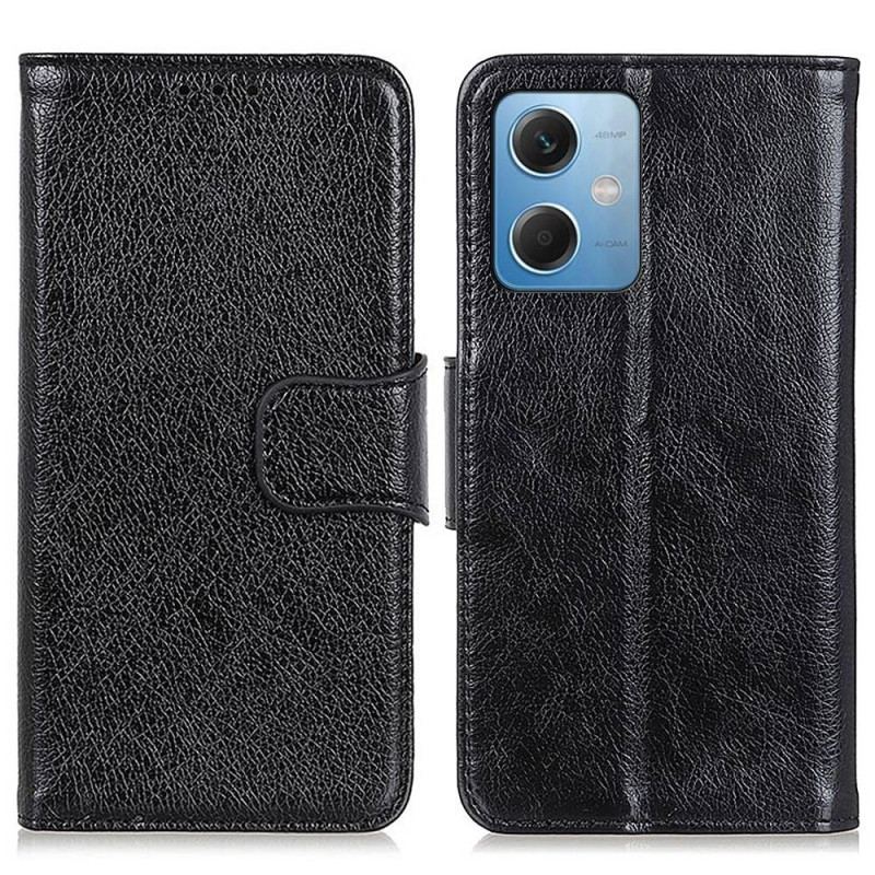 Capa Folio Para Xiaomi Redmi Note 12 5G Couro Napa Rachado