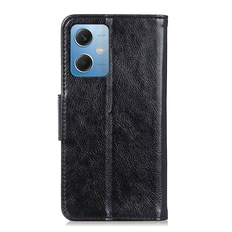 Capa Folio Para Xiaomi Redmi Note 12 5G Couro Napa Rachado