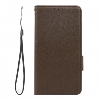 Capa Folio Para Xiaomi Redmi Note 12 5G Estilo Lichia Ultra Fino