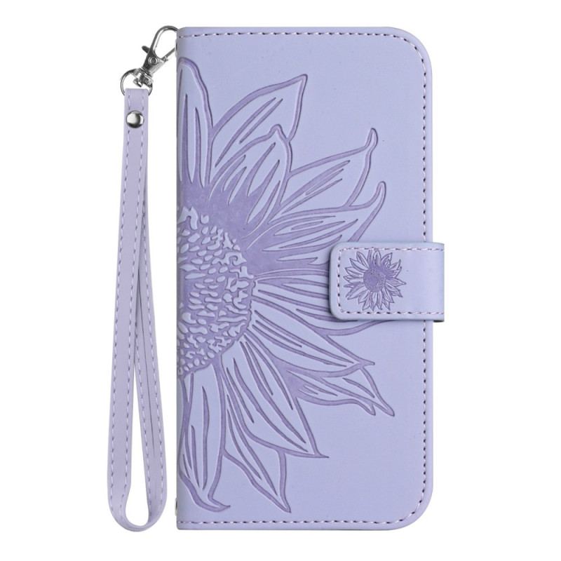 Capa Folio Para Xiaomi Redmi Note 12 5G Flor Com Cordão