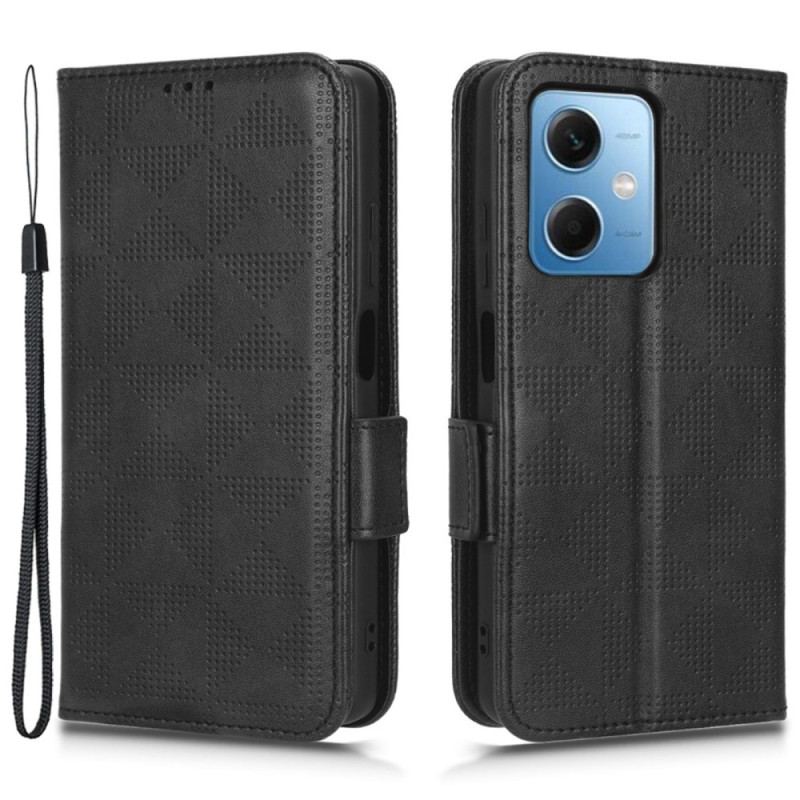 Capa Folio Para Xiaomi Redmi Note 12 5G Triângulos Com Cordão