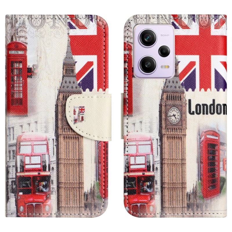 Capa Folio Para Xiaomi Redmi Note 12 5G Vida Em Londres