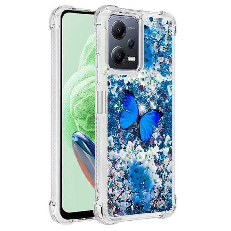 Capa Para Xiaomi Redmi Note 12 5G Lantejoulas Borboletas