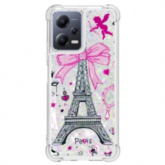 Capa Para Xiaomi Redmi Note 12 5G Lantejoulas Torre Eiffel