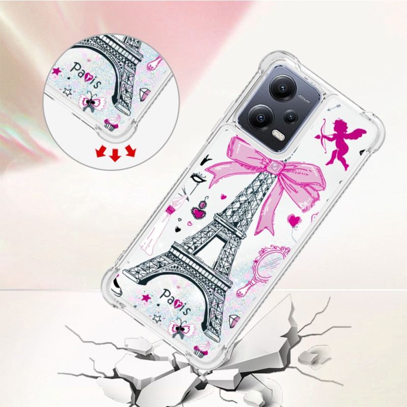 Capa Para Xiaomi Redmi Note 12 5G Lantejoulas Torre Eiffel