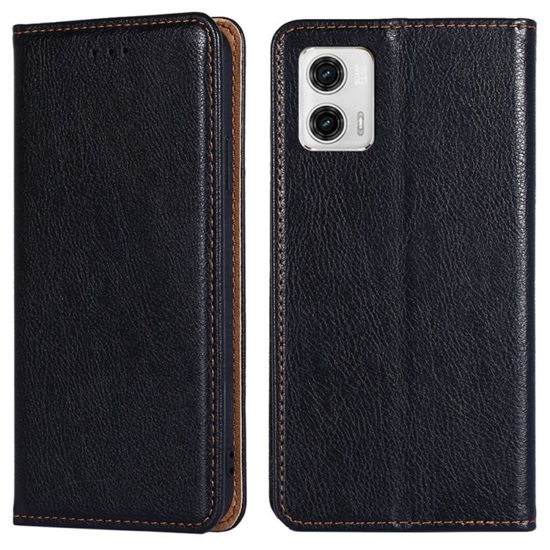 Capa De Celular Para Moto G73 5G Flip Costura De Couro Falso