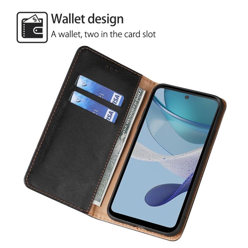 Capa De Celular Para Moto G73 5G Flip Costura De Couro Falso