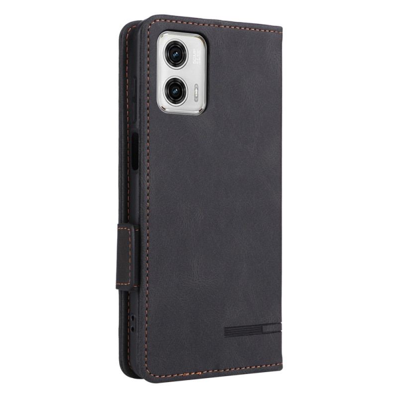 Capa De Celular Para Moto G73 5G Flip Textura De Couro