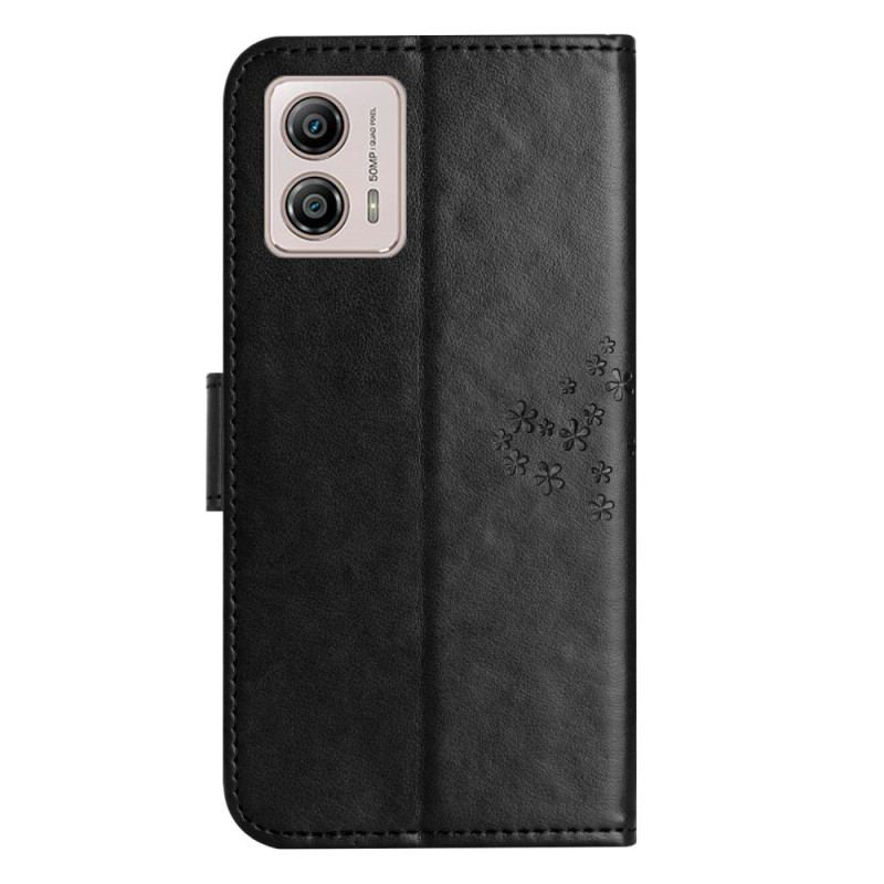 Capa De Couro Para Moto G73 5G Árvore Coruja