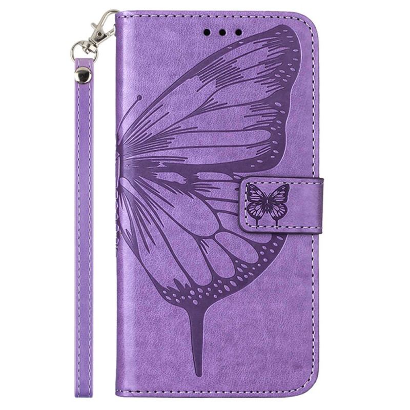 Capa De Couro Para Moto G73 5G De Cordão Borboleta Floral Com Tiras