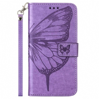 Capa De Couro Para Moto G73 5G De Cordão Borboleta Floral Com Tiras