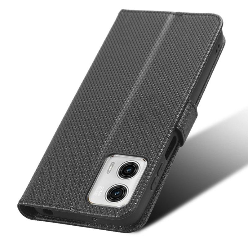 Capa De Couro Para Moto G73 5G De Cordão Couro Falso Estiloso Com Tiras