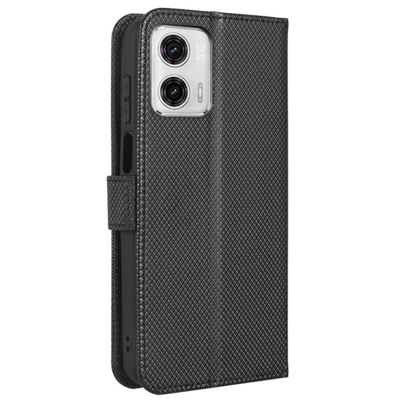 Capa De Couro Para Moto G73 5G De Cordão Couro Falso Estiloso Com Tiras