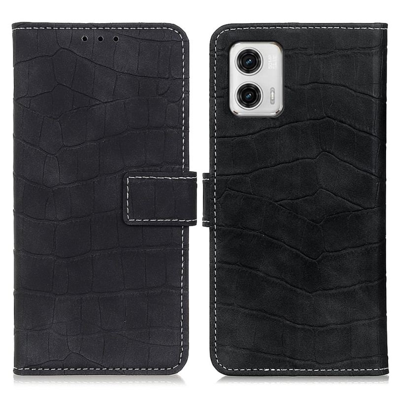 Capa De Couro Para Moto G73 5G Crocodilo